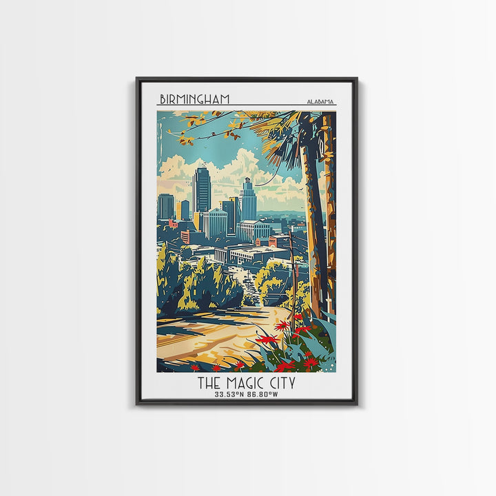 Birmingham Alabama Travel Poster, Canvas Print, Travel Wall Decor, Minimalist Poster, Art Print, Travel Wall Art, City Travel Poster