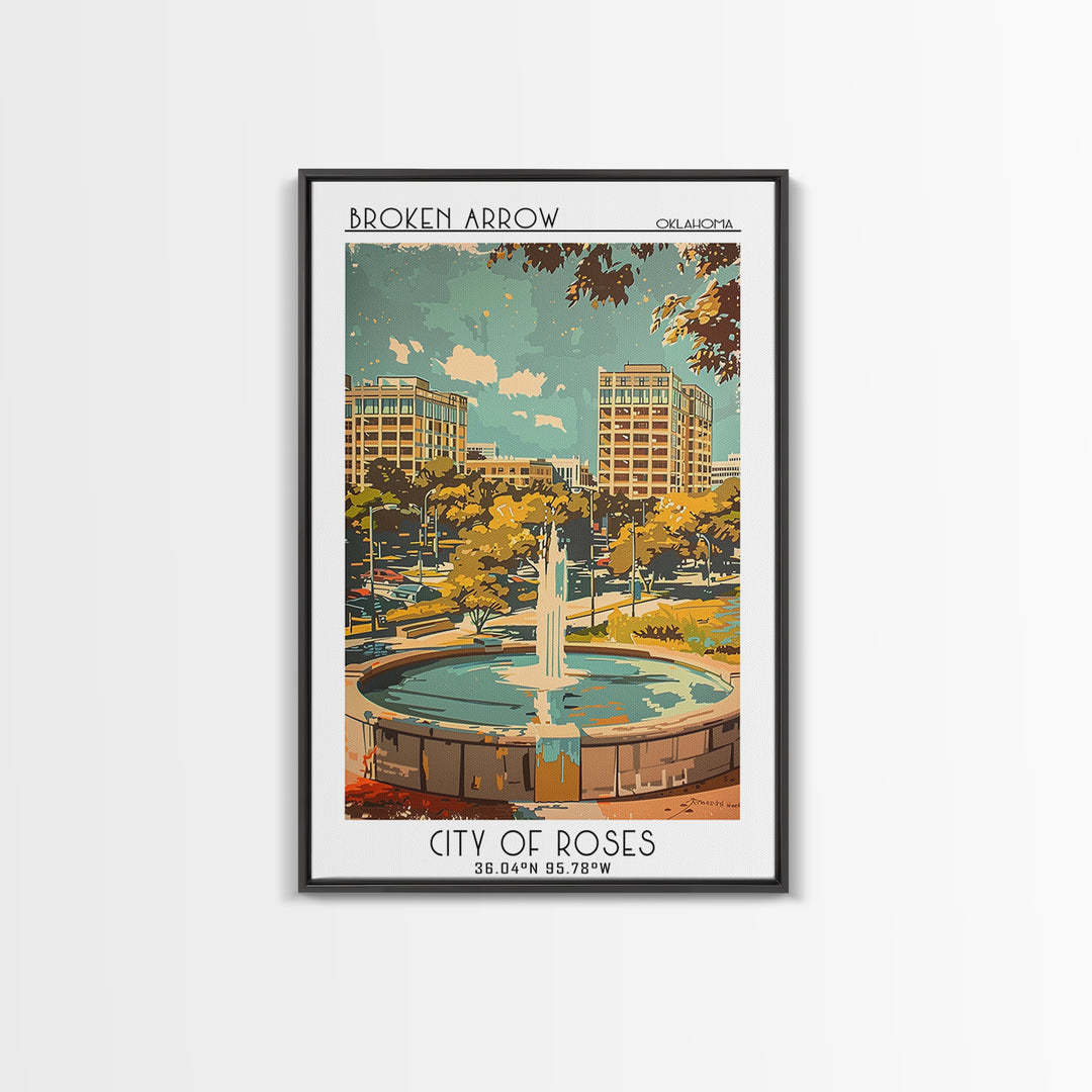 Broken Arrow Oklahoma Travel Poster, Canvas Print, City Travel Poster, Vintage City Poster, Poster Print, Gallery Wall Set, Wall Art