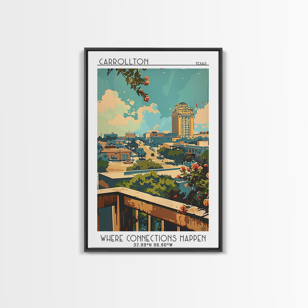 Carrollton Travel Poster, Framed Canvas Print, City Art Print, Travel Wall Art, Home Office Decor, City Wall Art, City Travel Poster