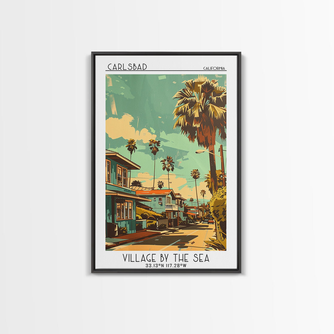 Carlsbad Travel Poster, Framed Canvas Print, City Travel Poster, Travel Wall Decor, Gallery Wall Set, Wall Art, Mid Century Wall Art