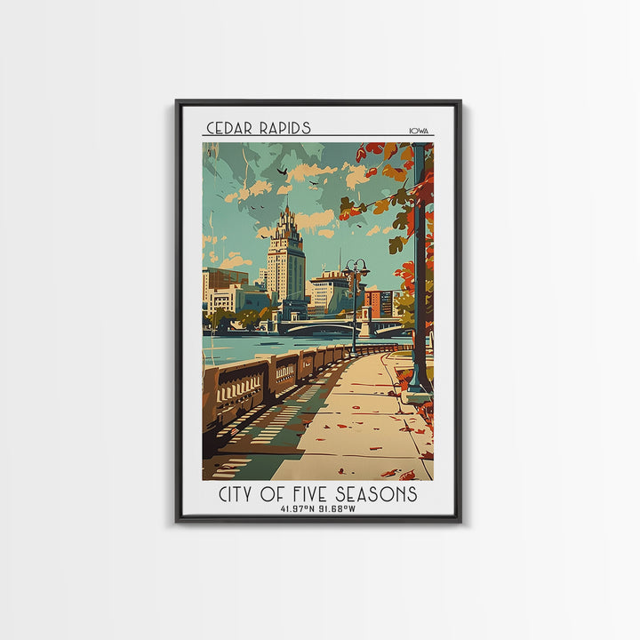 Cedar Rapids Iowa Travel Poster, Canvas Print, Travel Prints, Landscape Art, Home Office Decor, Travel Art Print, Retro Travel Print