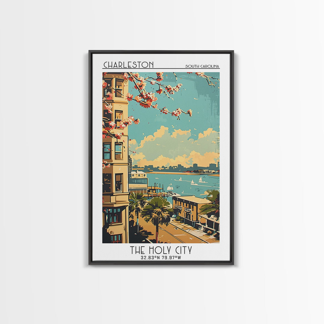 Charleston Travel Poster, Framed Canvas Print, City Travel Poster, Vintage City Poster, Gallery Wall Set, Poster Art, Travel Posters
