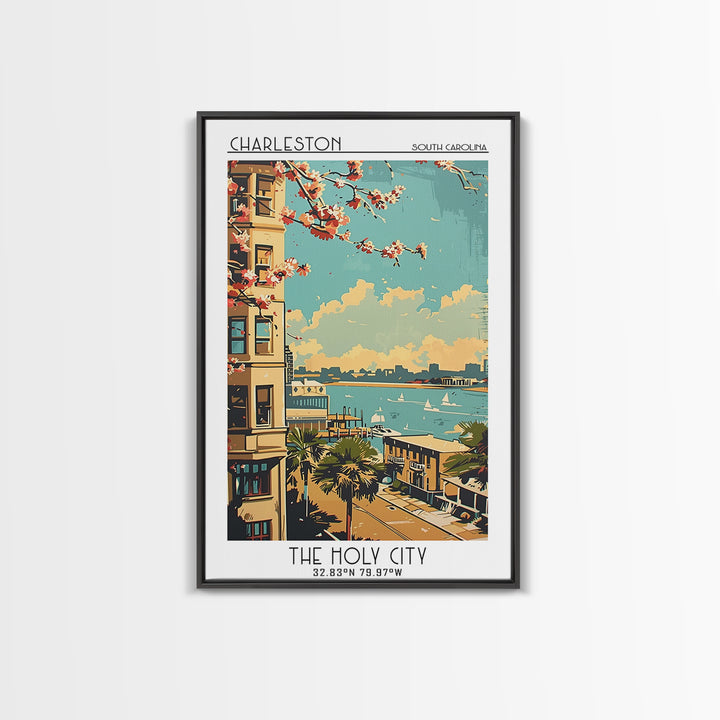 Charleston Travel Poster, Framed Canvas Print, City Travel Poster, Vintage City Poster, Gallery Wall Set, Poster Art, Travel Posters