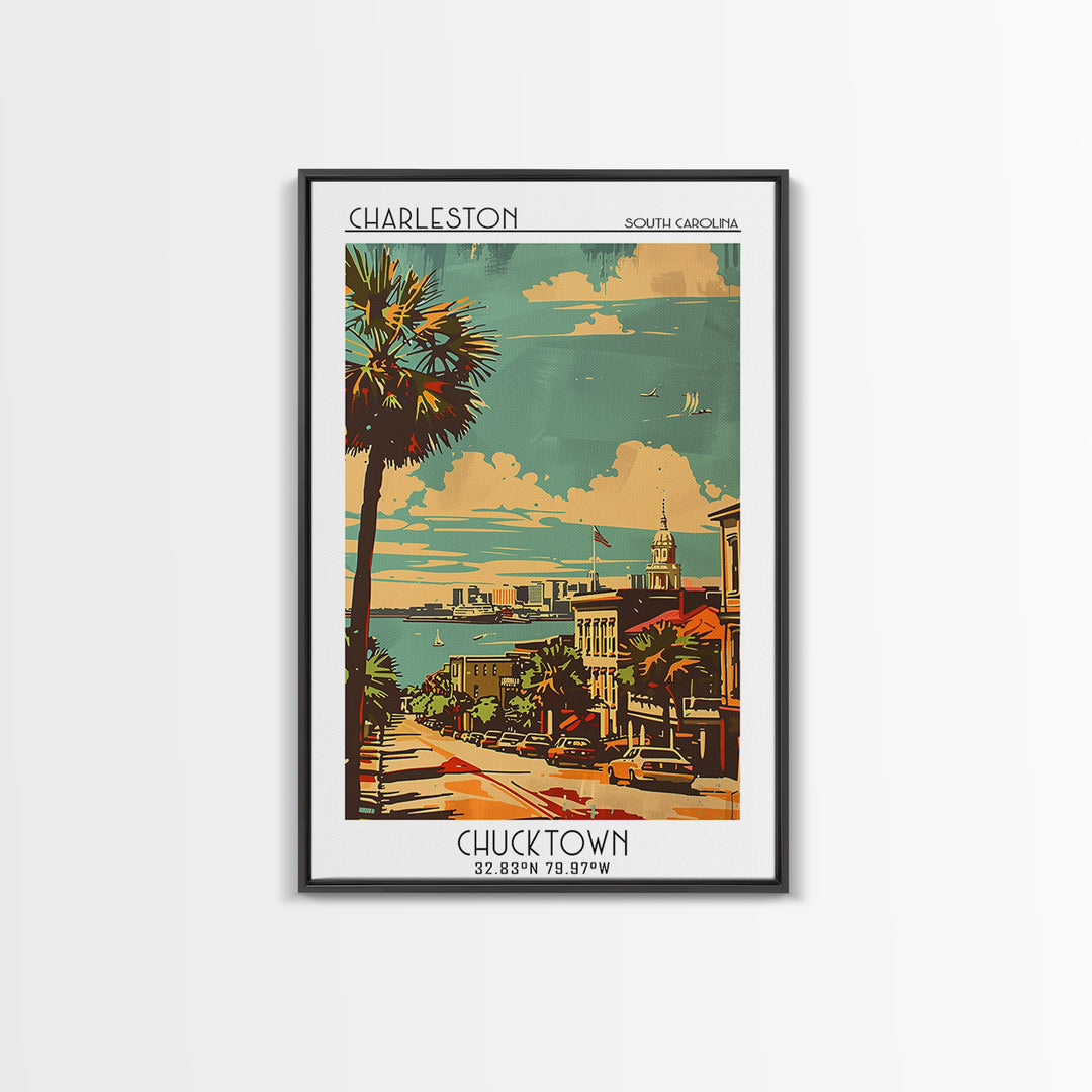 Charleston South Carolina Travel Poster, Canvas Print, City Art Print, Travel Wall Art, City Travel Poster, Vintage Poster, Wall Art