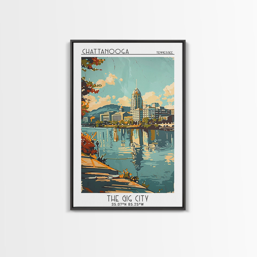 Chattanooga Tennessee Travel Poster, Framed Canvas Print, Travel Wall Decor, Minimalist Poster, City Travel Poster, Travel Art Print