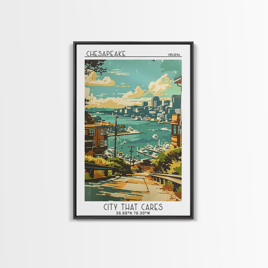 Chesapeake Travel Poster, Framed Canvas Print, Vintage Travel Print, City Wall Art, Fine Art Print, Vintage Travel, Gallery Wall Set