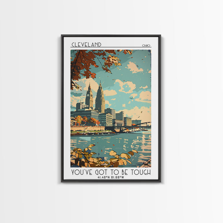 Cleveland Ohio Travel Poster, Framed Canvas Print, City Travel Poster, Vintage City Poster, Mid Century Wall Art, Retro Travel Print