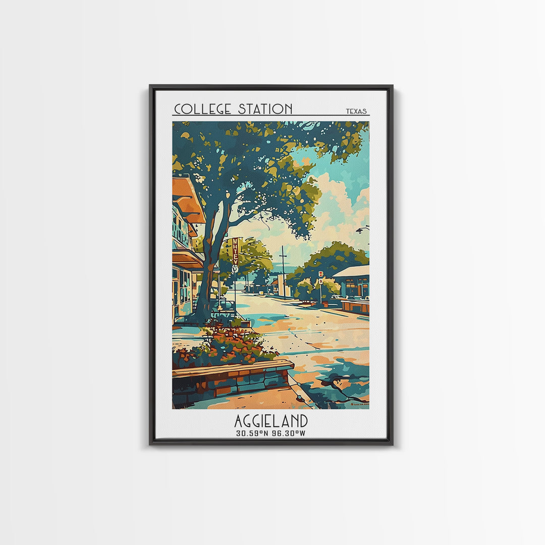 College Station Travel Poster, Framed Canvas Print, Poster Print, Travel Wall Art, Fine Art Print, City Travel Poster, Landscape Art