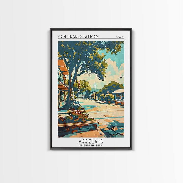 College Station Travel Poster, Framed Canvas Print, Poster Print, Travel Wall Art, Fine Art Print, City Travel Poster, Landscape Art