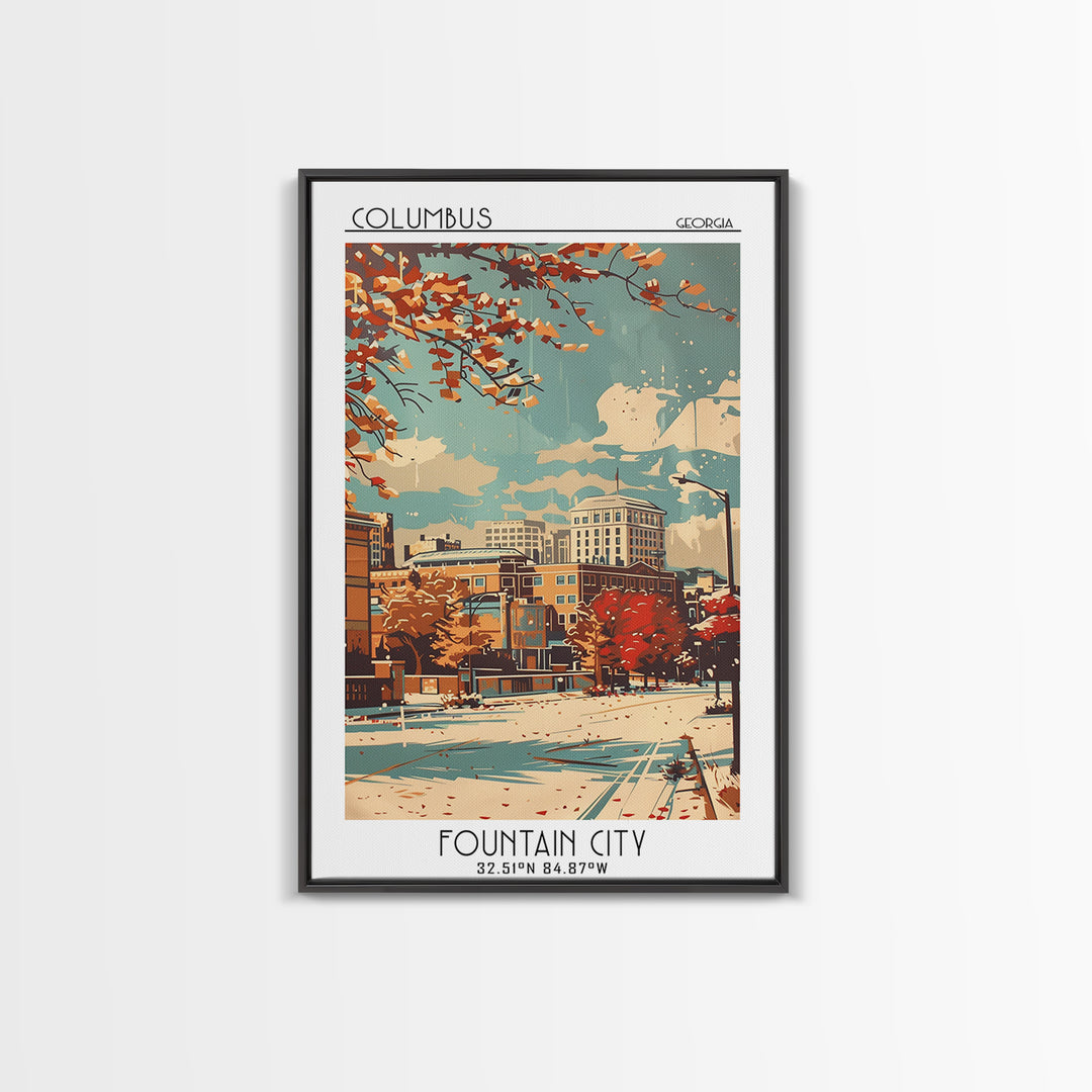 Columbus Travel Poster, Framed Canvas Print, Retro Wall Art, Travel Print, Poster Print, Wall Art, City Travel Poster, City Wall Art