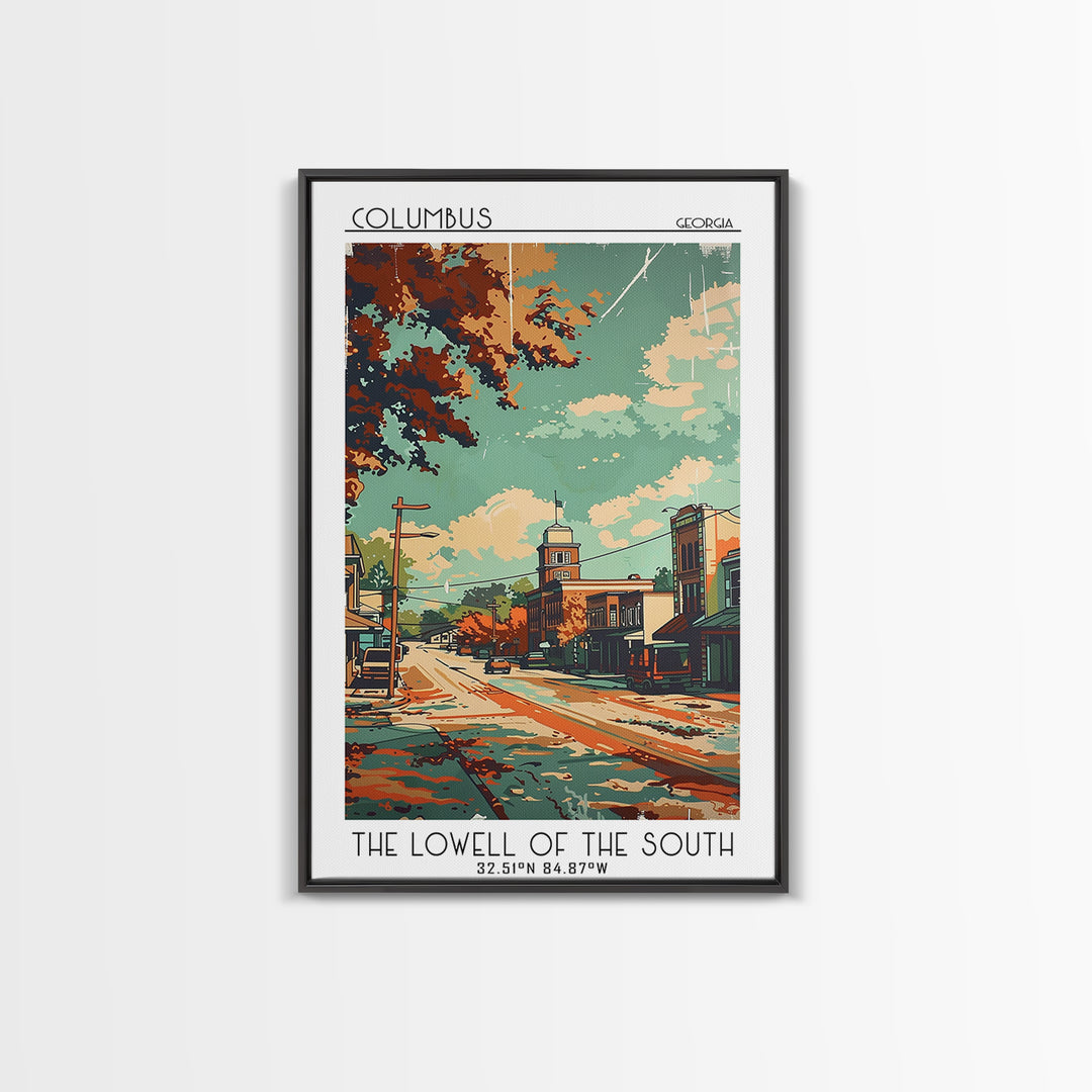 Columbus Georgia Travel Poster, Framed Canvas Print, City Travel Poster, Travel Wall Decor, Travel Prints, Fine Art Print, Art Print