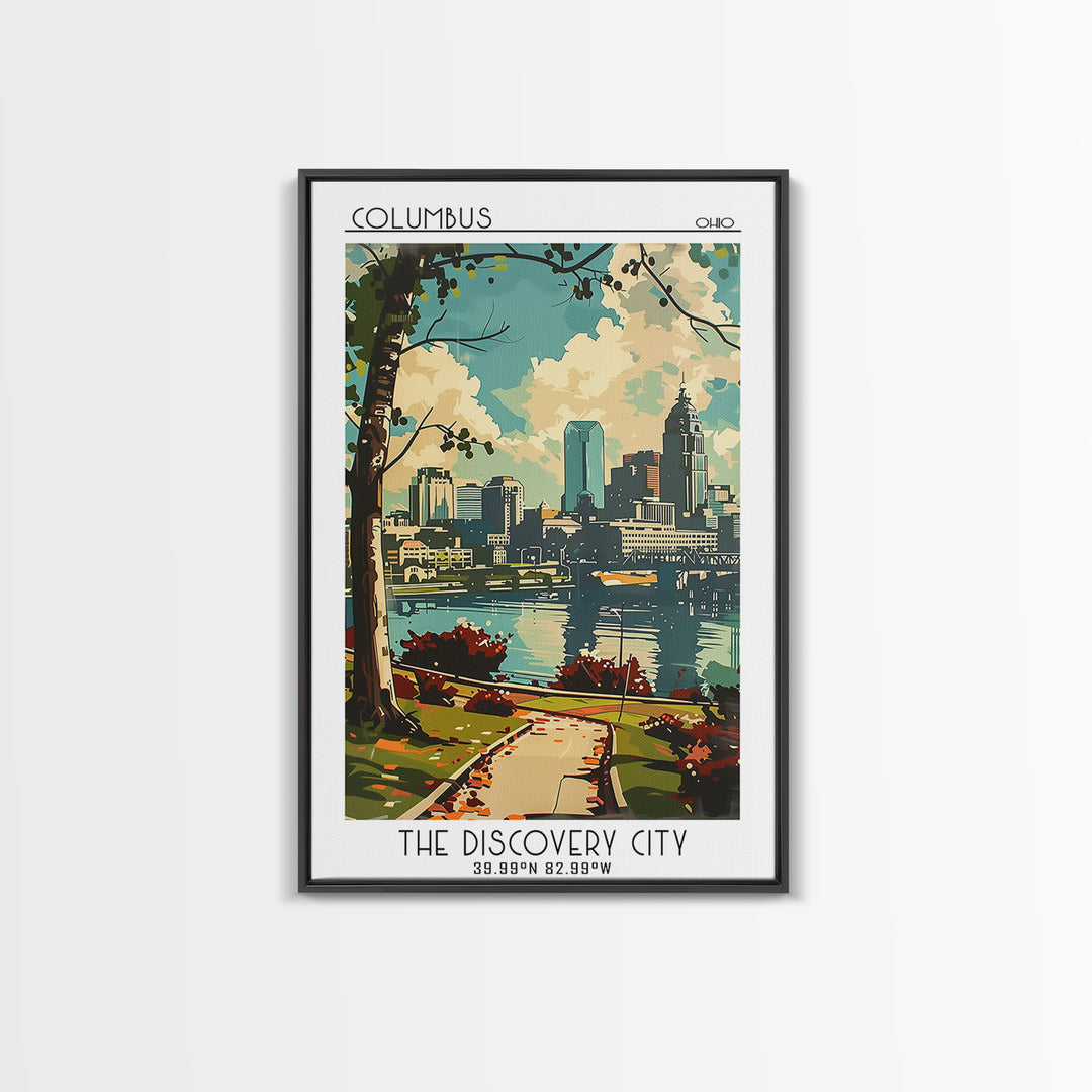 Columbus Ohio Travel Poster, Canvas Print, Vintage Travel Print, City Wall Art, Mid Century Wall Art, Wall Art, Living Room Wall Art