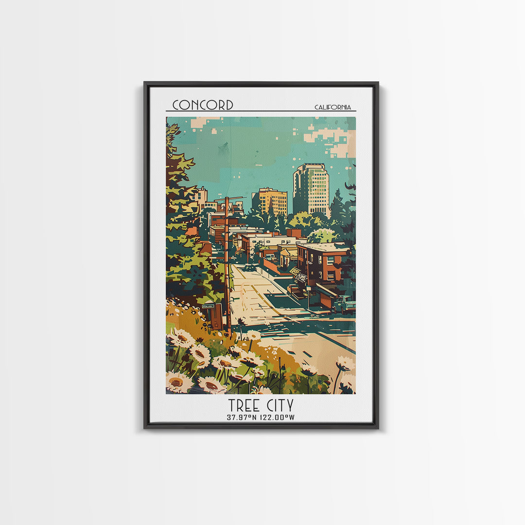 Concord Travel Poster, Framed Canvas Print, City Art Print, Travel Wall Art, Fine Art Print, City Travel Poster, Retro Travel Poster