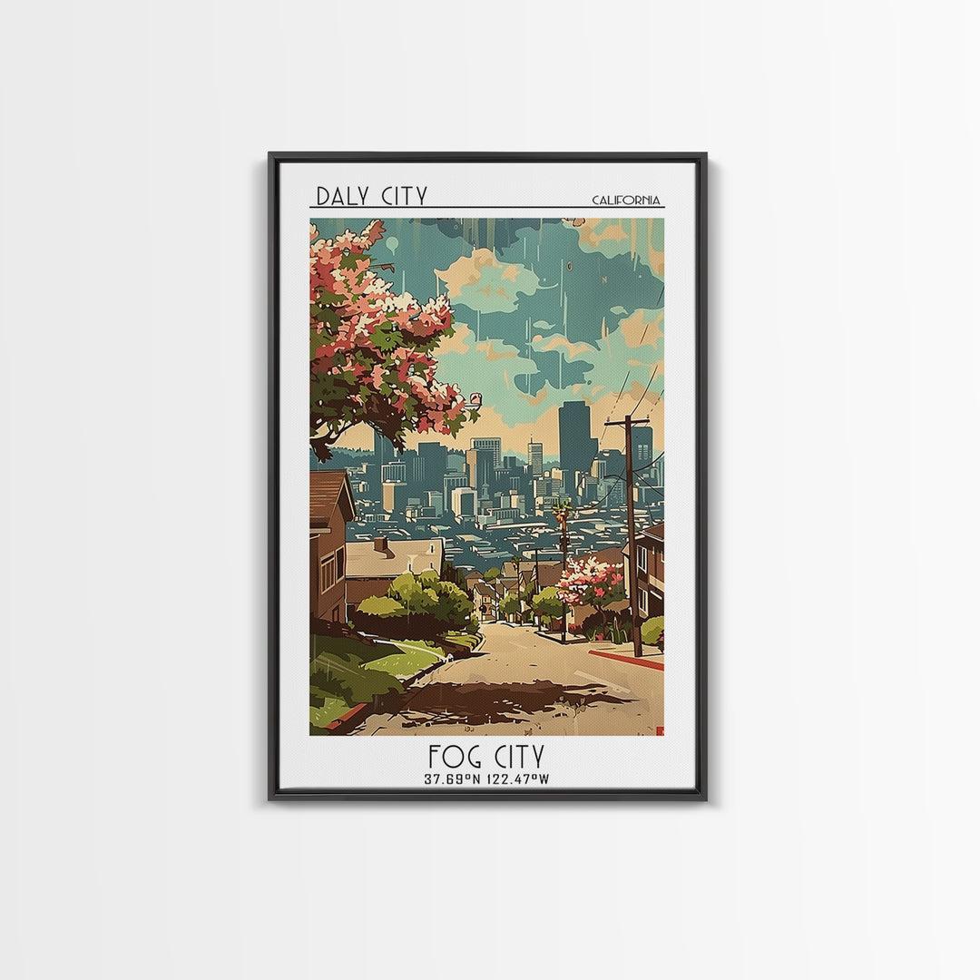 Daly City California Travel Poster, Canvas Print, Poster Print, Travel Wall Art, Vintage Posters, Retro Wall Art, Vintage Travel Art