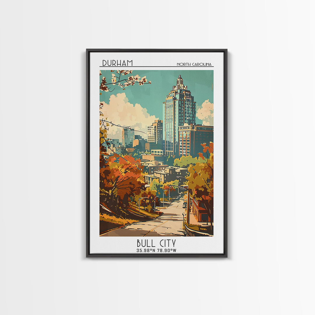 Durham North Carolina Travel Poster, Canvas Print, City Art Print, Travel Wall Art, Travel Posters, City Illustration, City Wall Art