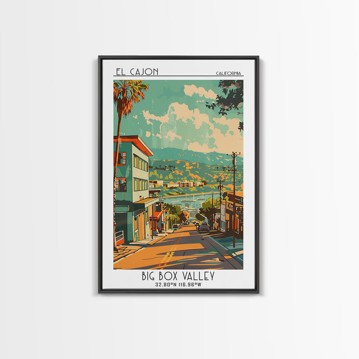 El Cajon Travel Poster, Framed Canvas Print, Poster Print, Travel Wall Art, Home Office Decor, City Travel Poster, City Illustration