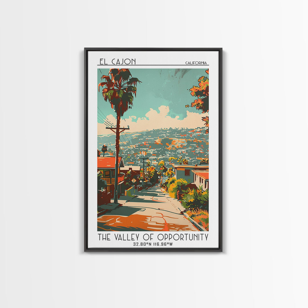 El Cajon California Travel Poster, Canvas Print, Travel Wall Art, City Wall Art, Wanderlust Gift, Vintage Travel Print, Poster Print