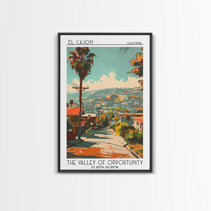 El Cajon California Travel Poster, Canvas Print, Travel Wall Art, City Wall Art, Wanderlust Gift, Vintage Travel Print, Poster Print