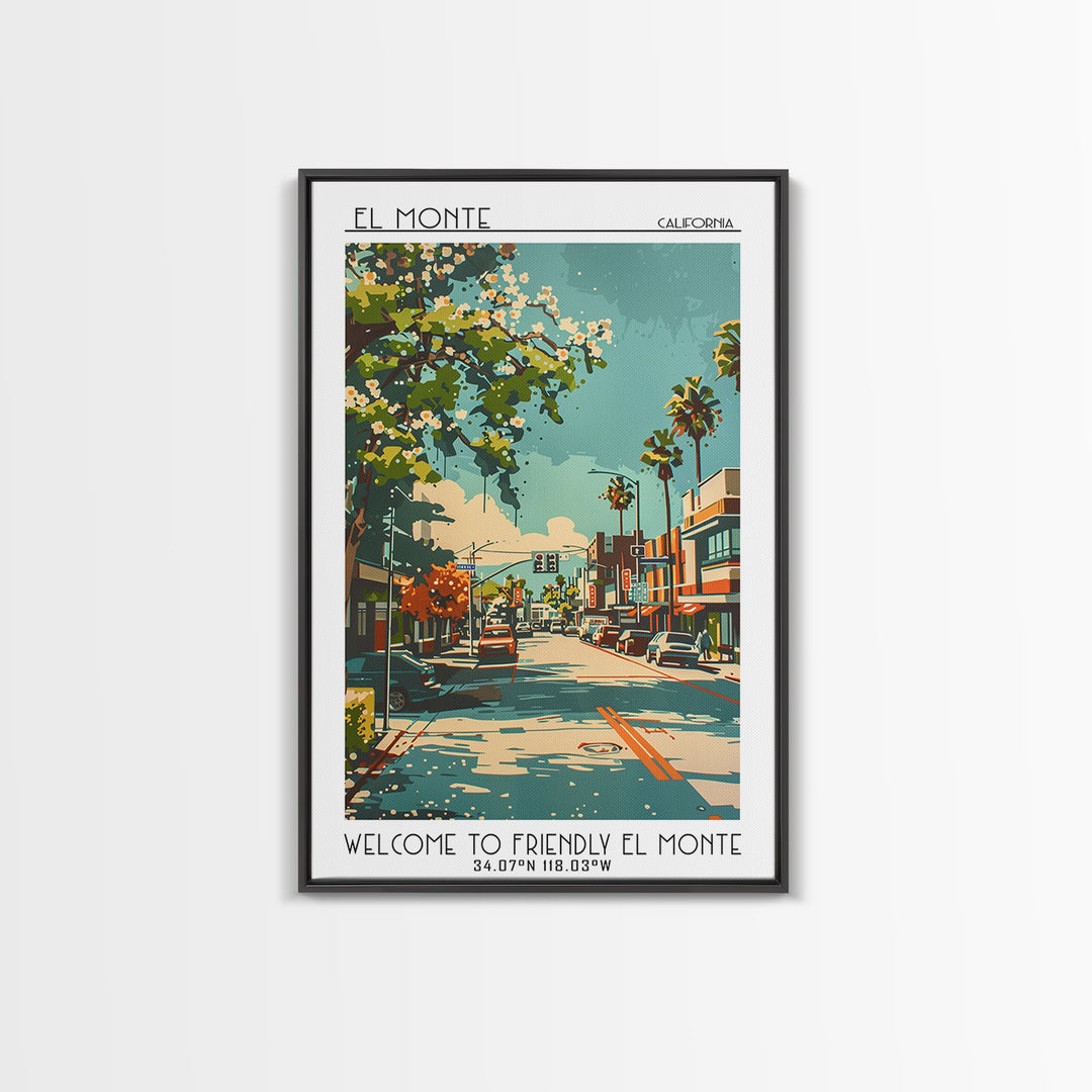 El Monte Travel Poster, Canvas Print, City Travel Poster, Travel Wall Decor, Landscape Art, City Wall Art, Fine Art Print, Art Print