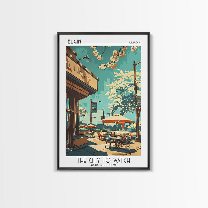 Elgin Travel Poster, Framed Canvas Print, City Art Print, Travel Wall Art, City Travel Poster, Colorful Wall Art, Retro Travel Print