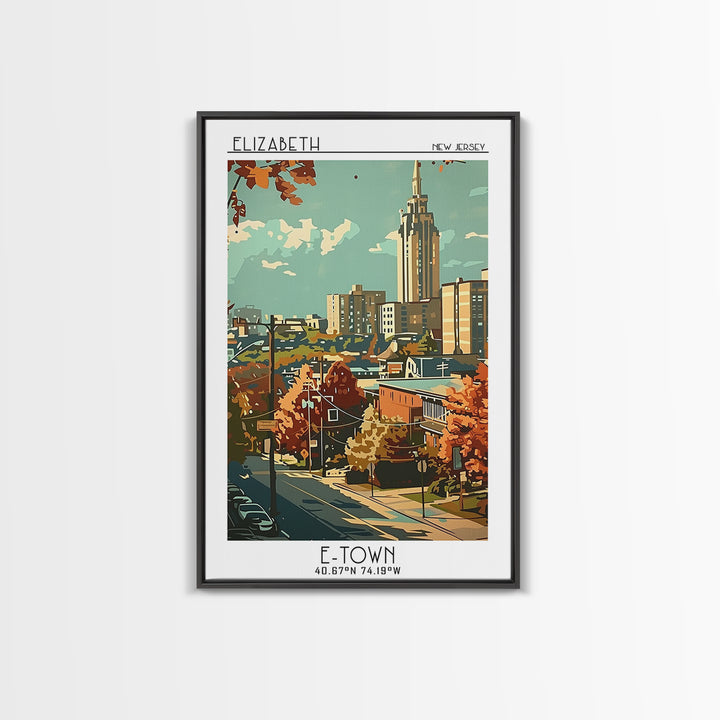 Elizabeth Travel Poster, Framed Canvas Print, City Travel Poster, Vintage City Poster, Retro Wall Art, Vintage Travel, Travel Prints
