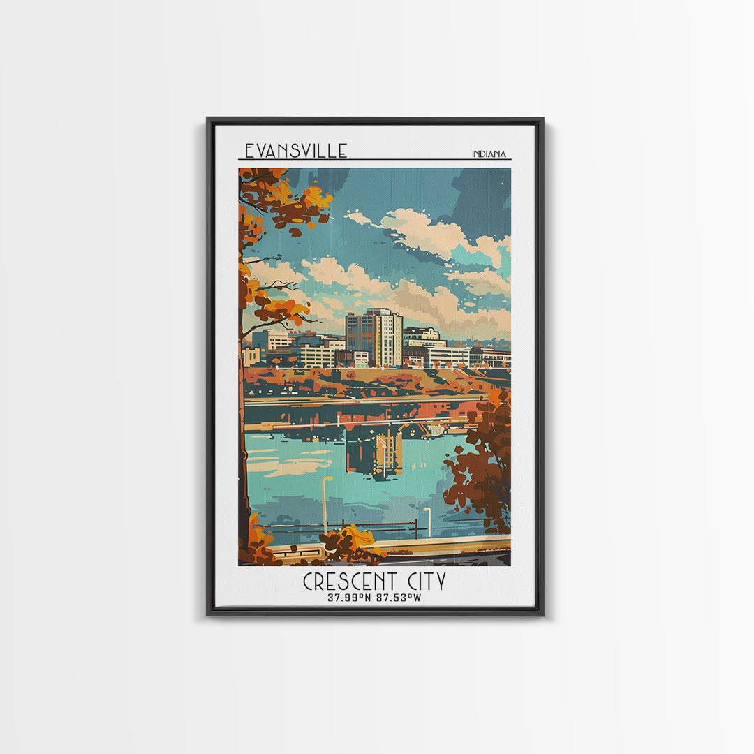 Evansville Indiana Travel Poster, Canvas Print, Travel Wall Decor, Minimalist Poster, Landscape Art, Travel Wall Art, Fine Art Print