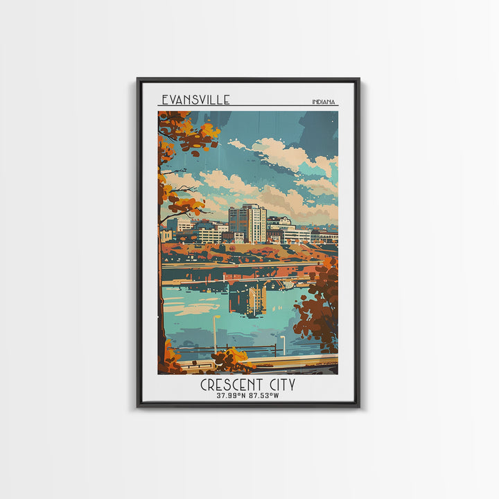 Evansville Indiana Travel Poster, Canvas Print, Travel Wall Decor, Minimalist Poster, Landscape Art, Travel Wall Art, Fine Art Print