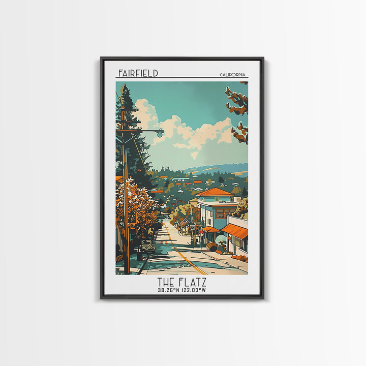 Fairfield California Travel Poster, Framed Canvas Print, City Travel Poster, Travel Wall Decor, Retro Travel Print, Travel Art Print