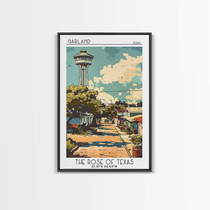 Garland Travel Poster, Framed Canvas Print, Travel Wall Decor, Minimalist Poster, Travel Art Print, Gallery Wall Set, Retro Wall Art