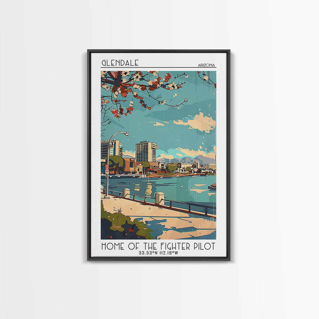 Glendale Travel Poster, Framed Canvas Print, Vintage Travel Print, City Wall Art, Vintage Poster, Vintage Travel Art, Travel Posters