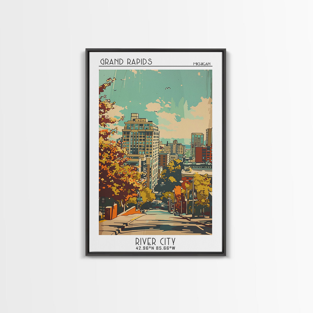 Grand Rapids Travel Poster, Canvas Print, City Art Print, Travel Wall Art, Vintage Travel, Art Print, Retro Wall Art, Fine Art Print
