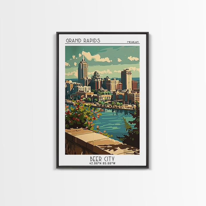 Grand Rapids Michigan Travel Poster, Canvas Print, City Travel Poster, Travel Wall Decor, Retro Travel Print, Travel Decor, Wall Art