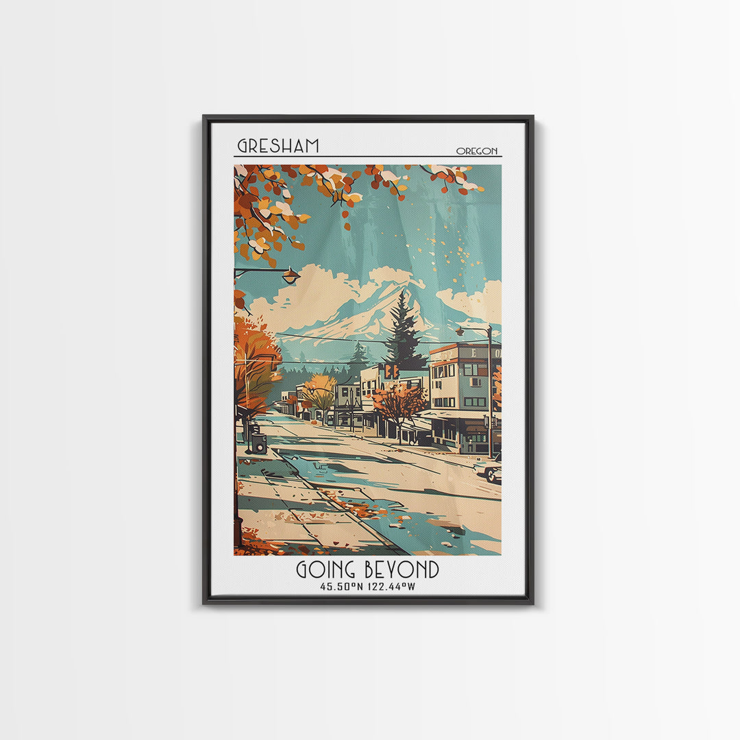 Gresham Oregon Travel Poster, Canvas Print, Poster Print, Travel Wall Art, Retro Travel Poster, Living Room Wall Art, Retro Wall Art