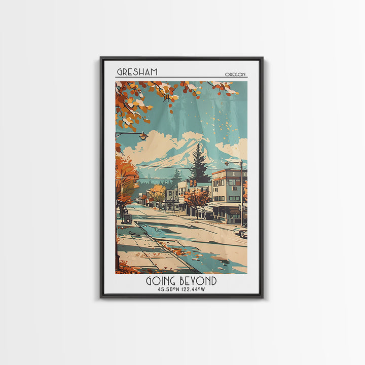 Gresham Oregon Travel Poster, Canvas Print, Poster Print, Travel Wall Art, Retro Travel Poster, Living Room Wall Art, Retro Wall Art