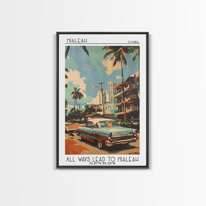 Hialeah Florida Travel Poster, Canvas Print, Travel Wall Decor, Minimalist Poster, Poster Art, Retro Travel Print, City Illustration