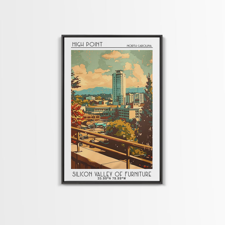 High Point Travel Poster, Framed Canvas Print, Travel Art Print, Modern Wall Decor, Retro Travel Poster, Wall Art, Travel Wall Decor