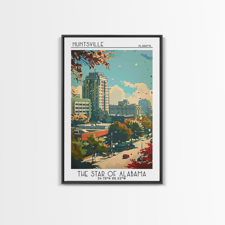 Huntsville Travel Poster, Framed Canvas Print, City Art Print, Travel Wall Art, Vintage City Poster, Vintage Poster, Vintage Posters