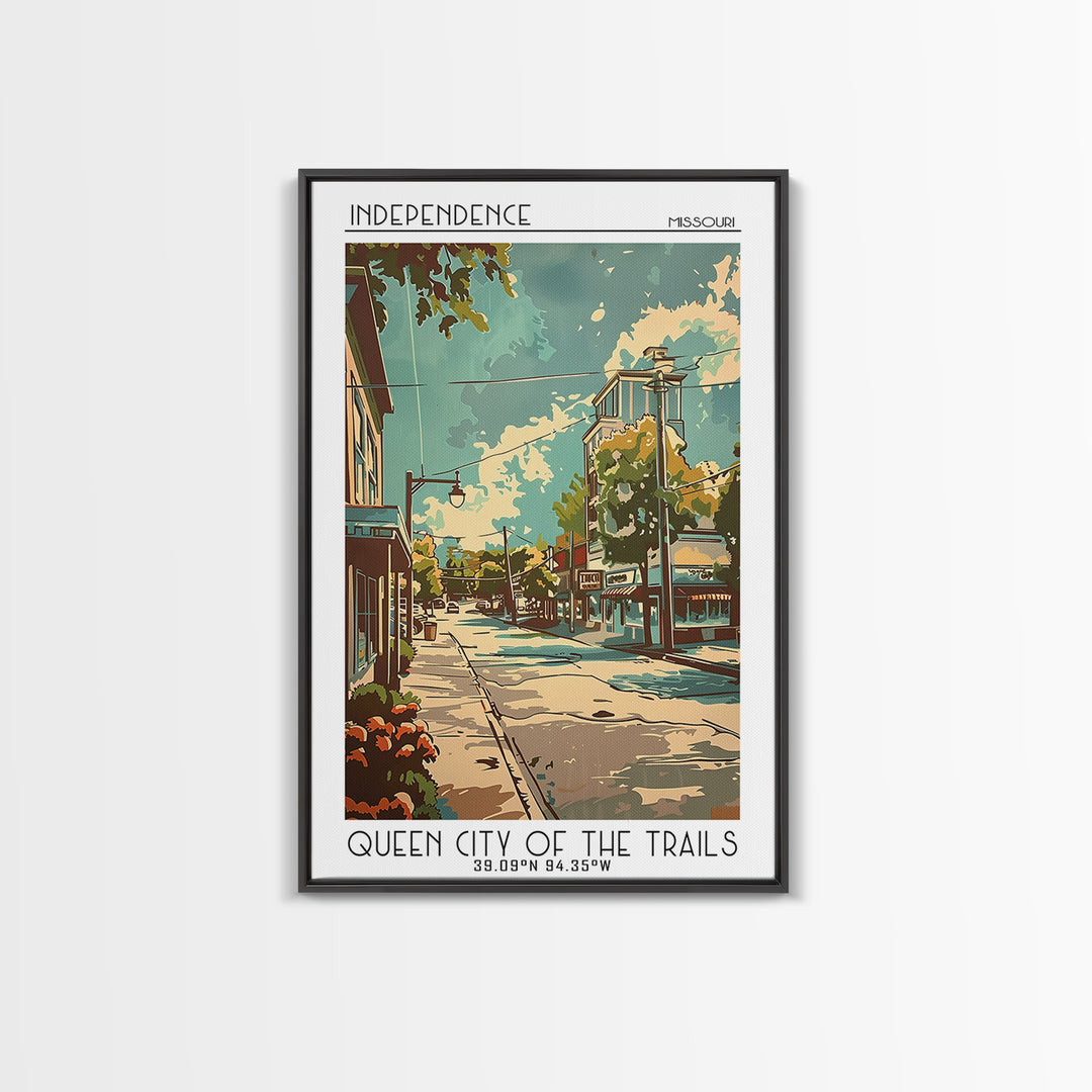 Independence Missouri Travel Poster, Framed Canvas Print, Retro Wall Art, Travel Print, City Wall Art, Wanderlust Gift, Poster Print