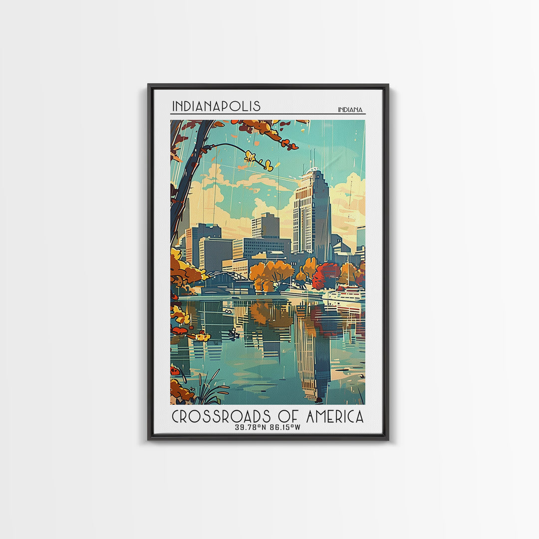 Indianapolis Travel Poster, Framed Canvas Print, Retro Wall Art, Travel Print, Travel Wall Art, Minimalist Poster, Modern Wall Decor