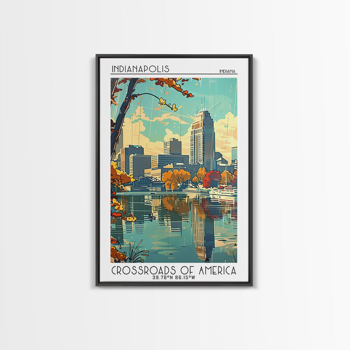 Indianapolis Travel Poster, Framed Canvas Print, Retro Wall Art, Travel Print, Travel Wall Art, Minimalist Poster, Modern Wall Decor