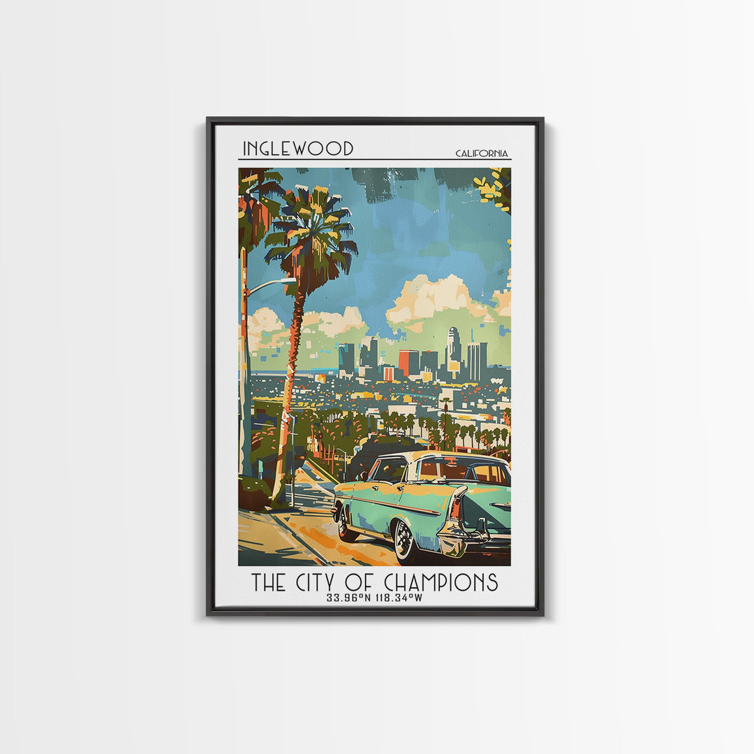 Inglewood California Travel Poster, Canvas Print, Travel Wall Decor, Minimalist Poster, City Travel Poster, Art Print, Landscape Art
