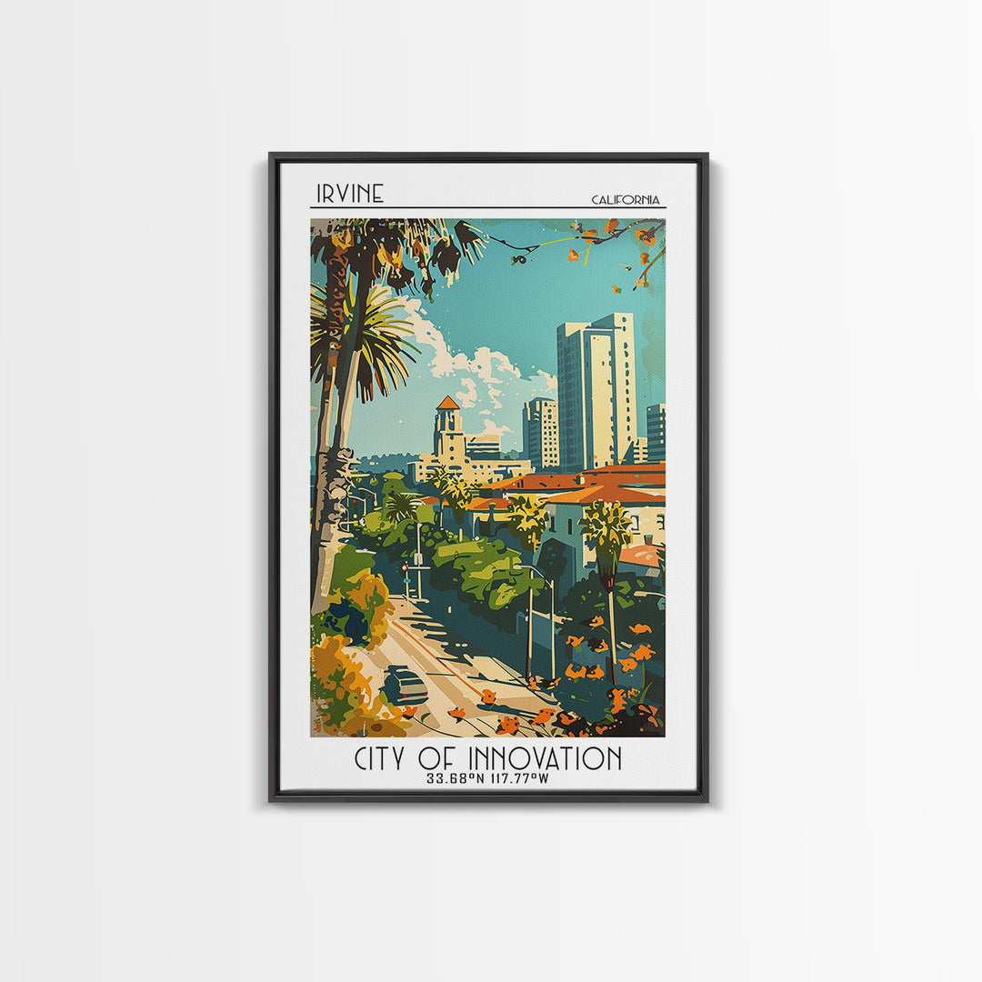 Irvine Travel Poster, Framed Canvas Print, City Travel Poster, Travel Wall Art, Poster Art, Mid Century Wall Art, Retro Travel Print