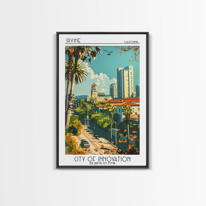 Irvine Travel Poster, Framed Canvas Print, City Travel Poster, Travel Wall Art, Poster Art, Mid Century Wall Art, Retro Travel Print
