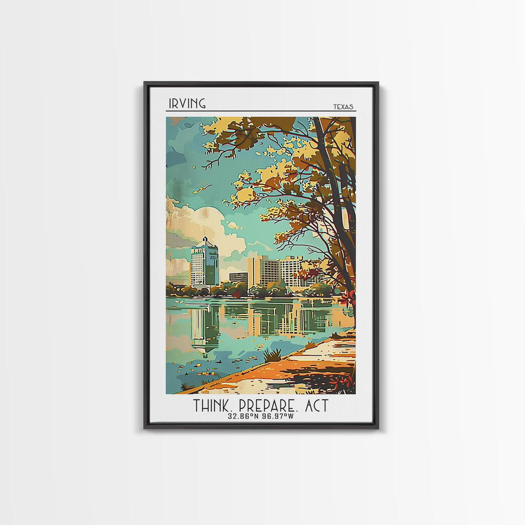 Irving Texas Travel Poster, Framed Canvas Print, City Art Print, Travel Wall Art, Gallery Wall Set, City Travel Poster, Travel Decor