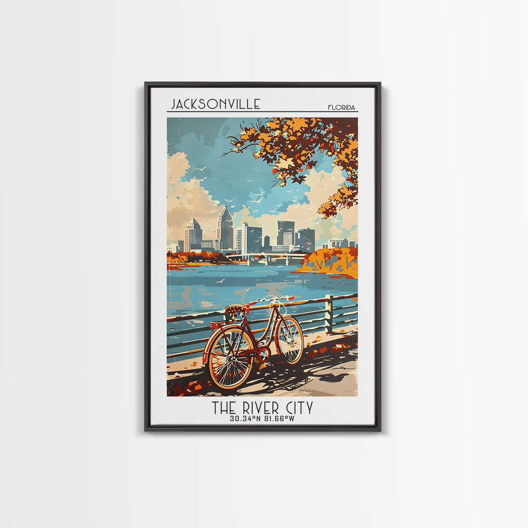 Jacksonville Travel Poster, Canvas Print, City Art Print, Travel Wall Art, City Travel Poster, Vintage Travel Art, City Illustration