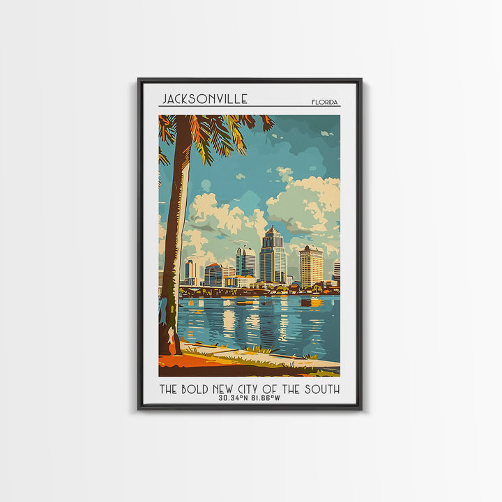 Jacksonville Florida Travel Poster, Framed Canvas Print, Travel Wall Decor, Minimalist Poster, City Travel Poster, Home Office Decor