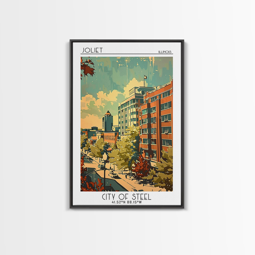 Joliet Travel Poster, Framed Canvas Print, City Travel Poster, Vintage City Poster, Travel Art Print, Vintage Travel Art, Poster Art