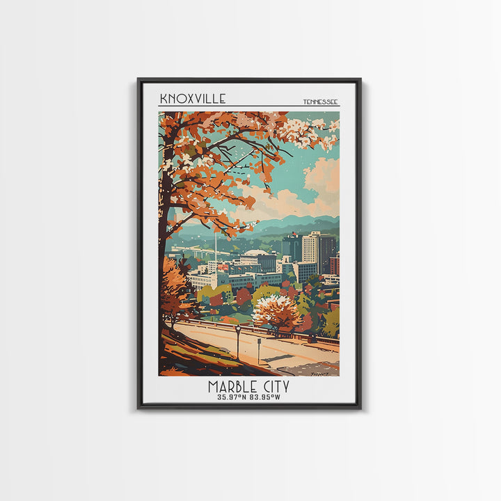 Knoxville Travel Poster, Framed Canvas Print, City Art Print, Travel Wall Art, Vintage Posters, Living Room Wall Art, Retro Wall Art