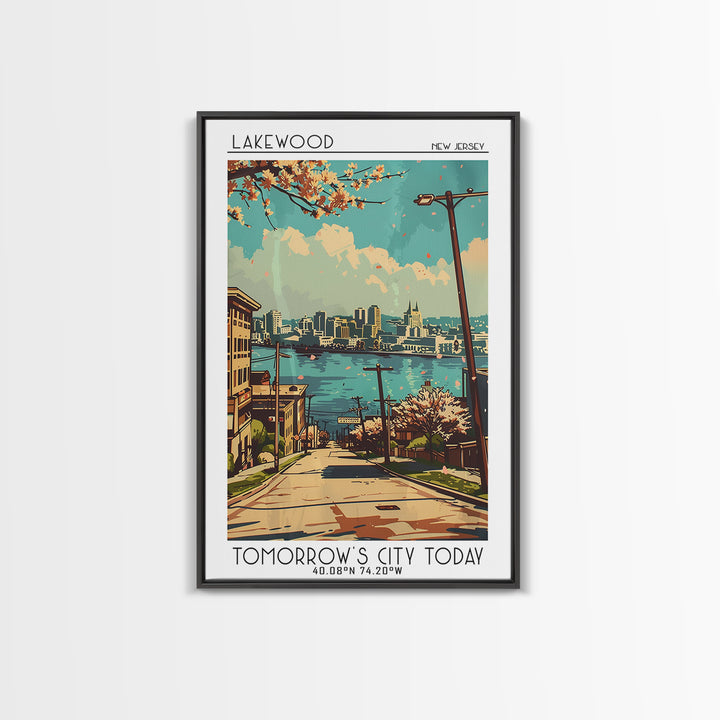 Lakewood New Jersey Travel Poster, Framed Canvas Print, City Travel Poster, Vintage City Poster, Fine Art Print, Retro Travel Poster