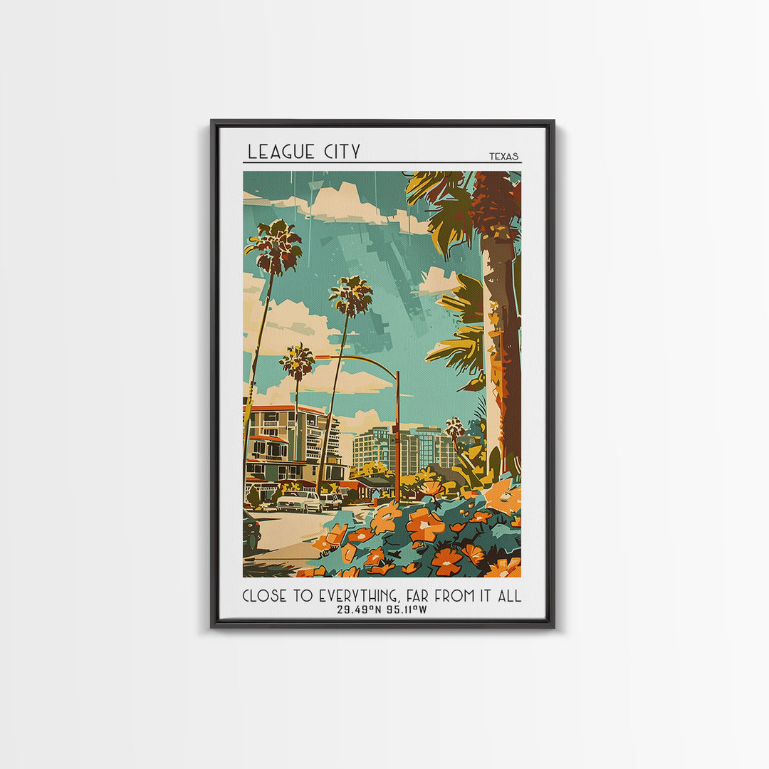 League City Travel Poster, Canvas Print, Poster Print, Travel Wall Art, Poster Art, Landscape Art, Colorful Wall Art, City Art Print